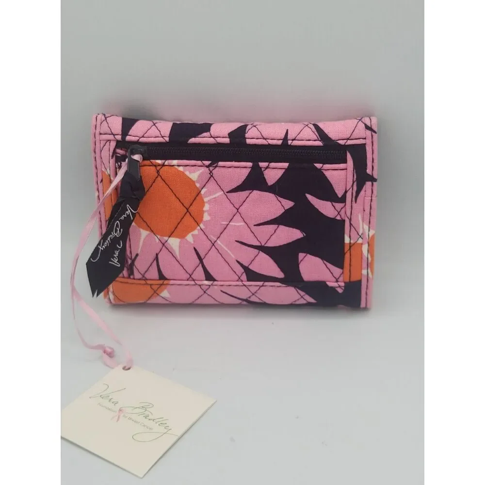 Vera Bradley Pink Navy Retired Pattern Women's Trifold Wallet Loves Me